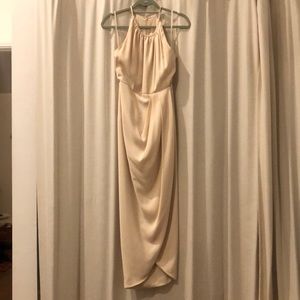 Shona Joy CORE HIGH NECK RUCHED DRESS - OYSTER